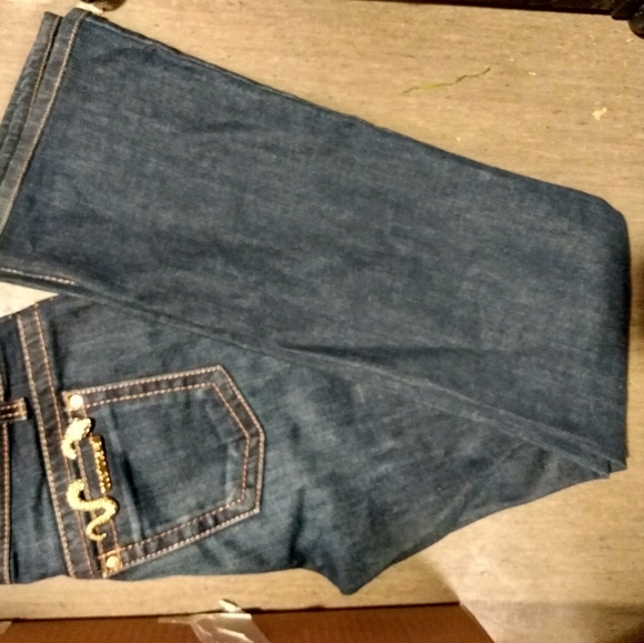 New Roberto Cavalli gold snake charm boot cut Jean - Picture 2 of 8